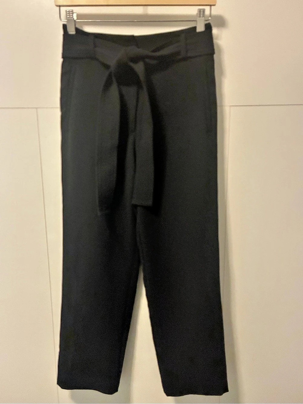 Wilfred Tie-Front Pant Straight Leg Pants Black Size 4